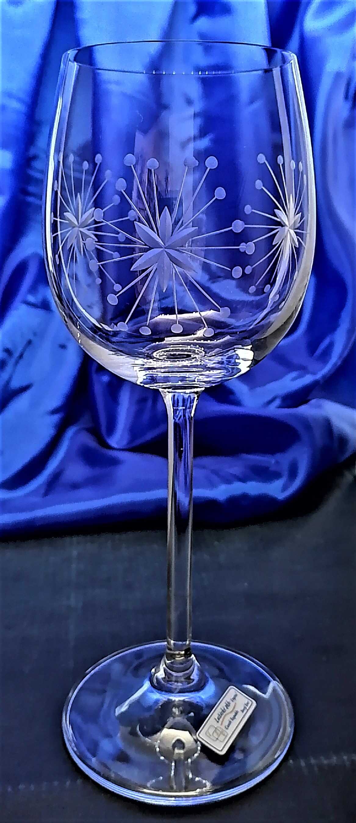 LsG-Crystal Skleničky na bílé víno ručně ryté broušené dekor Vločka dárkové balení satén Erika-69882 260 ml 2 Ks.