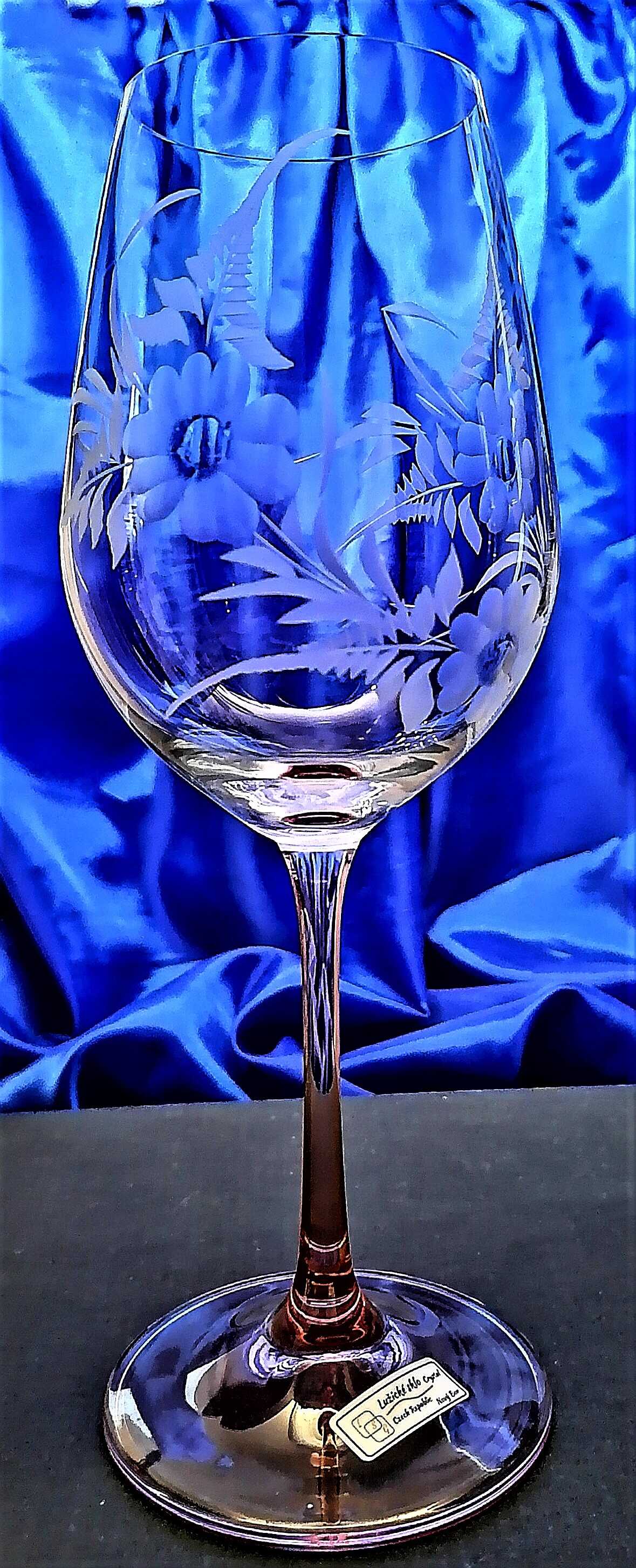 Geburtstag Glas/ Jubiläums Weißwein Glas Roter Fus Hand geschliffen Blume J-1907 350 ml 1 Stück.