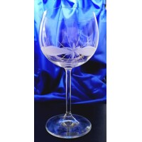 Rotwein Glas/ Burgund Glas Hand geschliffen Muster Kante RW-024 580ml 6 Stück.