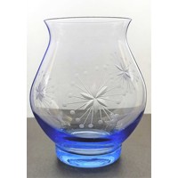 Kerzenhalter/ Vase Blau Hand geschliffen Schneef...