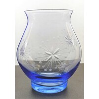 Kerzenhalter/ Vase Blau Hand geschliffen Schneeflocke SV-101 1 Stück.