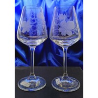 Weißwein Glas/ Rotwein Glas Hand geschliffen Weinlaub WW-006 350ml 6 Stück.