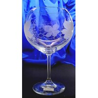 Geburtstag Glas/ Jubiläums Kristallglas Hand geschliffen Muster Weinlaub J-110 900 ml 1 Stück.