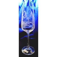 Geburtstag Glas/ Sektkelch Hand geschliffen Muster Blume J-059 280ml 1 Stück.