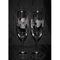 Lsg-Crystal Skleničky na šampus/ sekt ručně broušené dekor Šípek nostalgika dárkové balení satén SK-115 200ml 6 Ks.