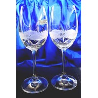 Rotwein Glas/ Weißwein Glas Hand geschliffen  Muster Kante RW-127 350 ml 6 Stk.