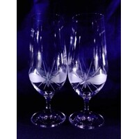 Bier Glas/ Wasser Glas/ Kristallgläser Hand geschliffen Geschenkkarton Muster Kante 343 80 ml 2 Stk.