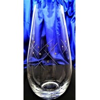 Vase Kristall mit Swarovski Steinen 12 x Hand geshliffen Muster Kante WA-136 248 x 118 mm 1 Stk.