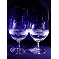 Bier Glas/ Wasser Glas/ Biergläser Hand geschliffen Muster Kante Geschenkkarton 152 550 ml 2 Stk.