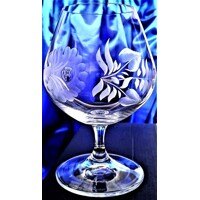 LsG-Crystal Skleničky na koňak Brandy ručně broušené ryté dekor Růže dárkové b...