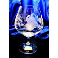 Cognac Glas/ Brandy/ Weinbrandgläser Hand geschliffen Alt Gravur Hagebutte 158 400 ml 2 Stk.