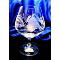 Cognac Glas/ Brandy/ Weinbrandgläser Hand geschliffen Alt Gravur Hagebutte 158...