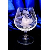 LsG-Crystal Skleničky na koňak Brandy ručně broušené ryté dekor Víno dárkové balení satén DV-159 400ml 2 Ks.