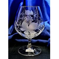 Weinbrand Glas/ Cognacgläser Hand geschliffen Gravur Weinlaub DV-160 400 ml 6 ...