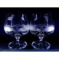 Cognac Glas/ Weinbrandgläser Hand geschliffen Kante Geschenkkarton CH-216 250 ml 2 Stück.