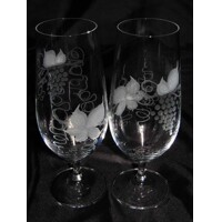 LsG-Crystal Pivní sklenice skleničky na pivo ručně broušené dekor Víno Lara-225 380ml 2 Ks.
