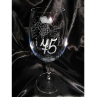 Geburtstag Glas/ Jubiläums Kristallglas Hand geschliffen Weinlaub J-239 450ml ...