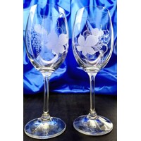 Weißwein Glas/ Weißweingläser Hand geschliffen Muster Weinlaub WW-294 250 ml 6...