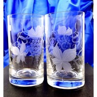 Wasserglas Kristallgläser Hand geschliffen Muster Weinlaub WG-305 230 ml 6 Stü...