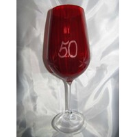 Geburtstag Glas/ Jubiläums  rotes Kristallglas Hand geschliffen Muster Kante J...