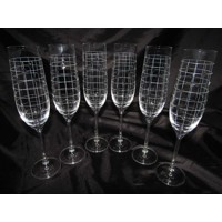 Sektkelch/ Champagner Glas Hand geschliffen Muster Netz Set-363 190 ml 6 Stück...