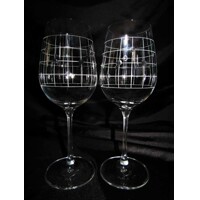 LsG-Crystal Skleničky na bílé/ červené víno ručně broušené dekor Síť Lara-365 350ml 2 Ks.