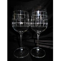 Rotwein Glas/ Weißweingläser Hand geschliffen Muster Netz Geschenkkarton Set-365 350 ml 2 Stück.