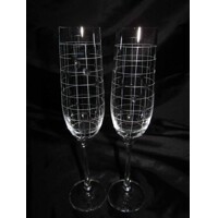 LsG-Crystal Sklenice na šampus/ sekt/ šumivé víno ručně broušené vzor Síť dárkové balení satén Lara-367 200ml 2 Ks.