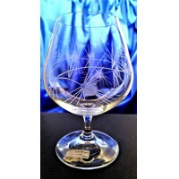 LsG-Crystal Skleničky na koňak/ Brandy/ Napoleonka ručně broušené/ ryté dekor Bodlák dárkové balení satén DV-375 400ml 2 Ks.