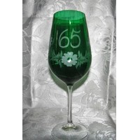 LsG-Crystal Jubilejní sklenice zelená číše výroční broušená Kytička J-400 600 ml 1 Ks.