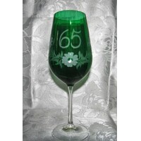 Geburtstag Glas/ Jubiläums grünes Glas Hand geschliffen Blume J-400 600ml 1 Stück.