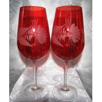 LsG-Crystal Skleničky optické  broušené na červené víno dekor Šípek dárkové ba...