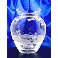LsG-Crystal sklo Váza/ vázička broušenáú rytá 5 x Swarovski kamínky dekor Kant...