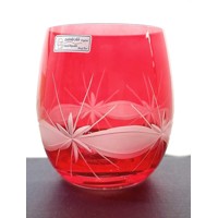 LsG-Crystal Skleničky červené na pivo/ vodu/ červené víno broušené dekor Kanta...