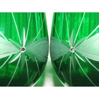 LsG-Crystal Skleničky zelené na červené víno 10 x Swarovski krystal dekor Kant...