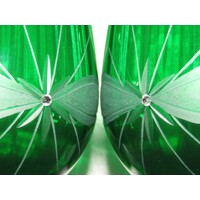 LsG-Crystal Skleničky zelené na červené víno 10 x Swarovski krystal dekor Kanta SK-s473 550ml 2 Ks.