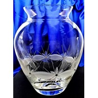 LsG-Crystal Sklo váza broušena křišťálová dekor Kanta s krystaly 8x Swarovski WA-479 180 x 150 mm 1 Ks.