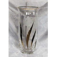 Vase Kristall Glas 10 x Swarovski Stein (Gold) Hand geschliffen Muster Tulpe 2...