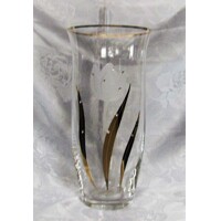 Vase Kristall Glas 10 x Swarovski Stein (Gold) Hand geschliffen Muster Tulpe 290 x 145 mm 1Stk.