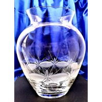 LsG-Kristall Gelbe Vase mit Swarovski Kristallsteinen Hand geschliffen Muster ...