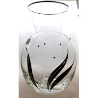 LsG-Kristall Vase mit Swarovski Kristallsteinen(Platina)Hand geschliffen Muste...
