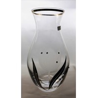 LsG-Crystal Váza skleněná broušená/ rytá 10 x SWAROVSKI krystal platina květin...