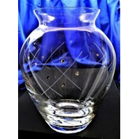 LsG-Kristall Blau Vase mit blauen Kristallen Swa...