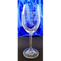 LsG-Crystal Skleničky na bílé víno ručně broušené dekor Claudia SWAROVSKI krystaly Lara-526 250ml 6 Ks.