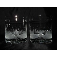Whisky Glas/ Whiskygläser Hand geschliffen Muster Kante Geschenkkarton RW-544 280 ml 2 Stück.
