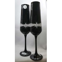 LsG-Crystal Šampaňské sklenice černé s krystaly SWAROVSKI ručně broušené dekor...