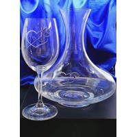 Kristallglas Flasche mit 6 Gläsern ND-605 1200 / 350 ml 1 + 6 Stück.