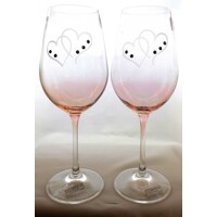 LsG-Crystal Skleničky na víno svatební 10 x Swarovski krystal dekor srdce dárkové balení satén HG-621 450ml 2 Ks.