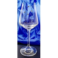 LsG Crystal Skleničky s krystaly SWAROVSKI na bílé víno ručně broušené dekor Karla dárkové balení satén Sandra-682 250 ml 2 Ks.