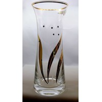 LsG-Crystal sklo Váza broušená/ rytá SWAROVSKI krystal zlacená květina s rosou Wa-717 260 x 155 mm 1 Ks.